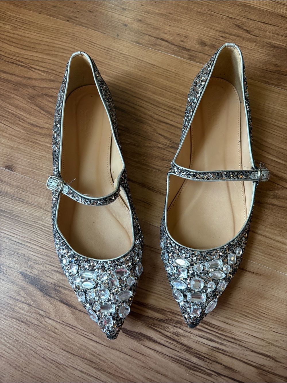 JCREW Silver Sparkle Flats